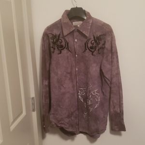 Eight Eight Mens Graphic  Button Down Shirt